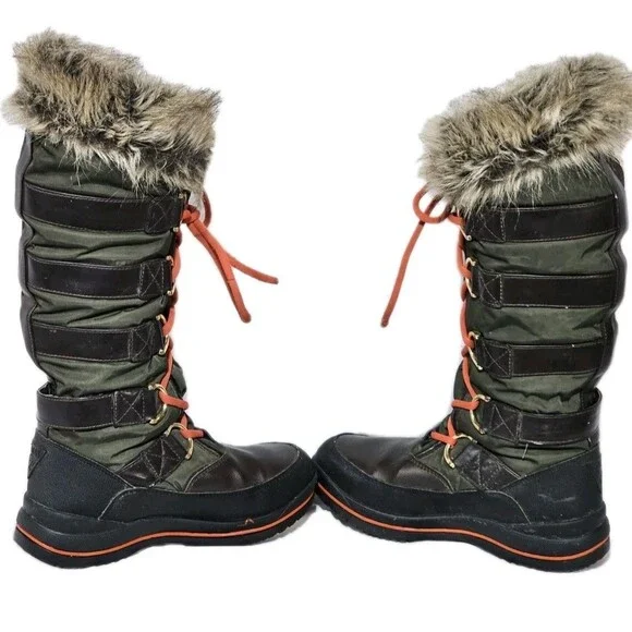 GUESS Women’s Hadley Tall Winter Boots Size 8M Olive Green Faux Fur Snow EUC - Picture 4 of 13